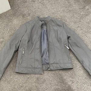 Grey leather jacket wore once for a Photo shoot never wore again